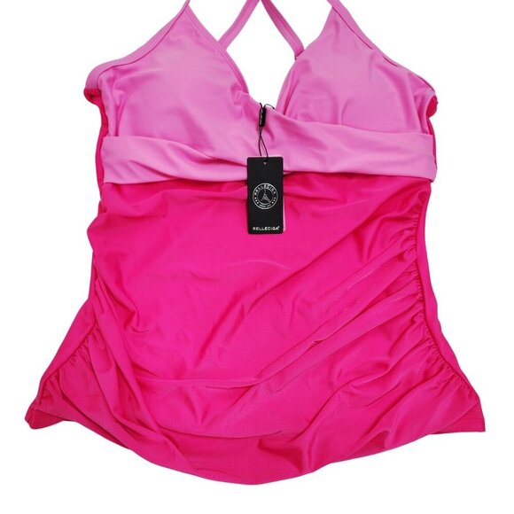 Relleciga Pink Tankini Top Size XL With Built-In Bra Cups & Adjustable Straps $1 - Picture 6 of 10
